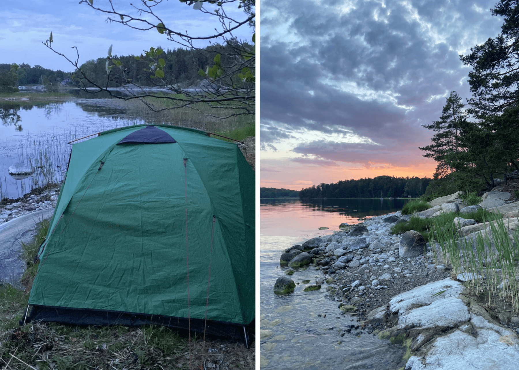 Ensamhajk tält och strand