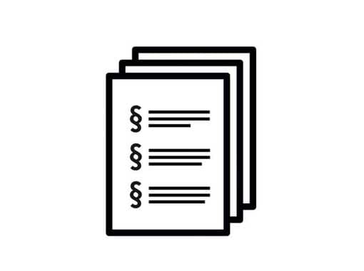 Tre dokument med paragrafsymboler och textlinjer staplade ovanpå varandra.