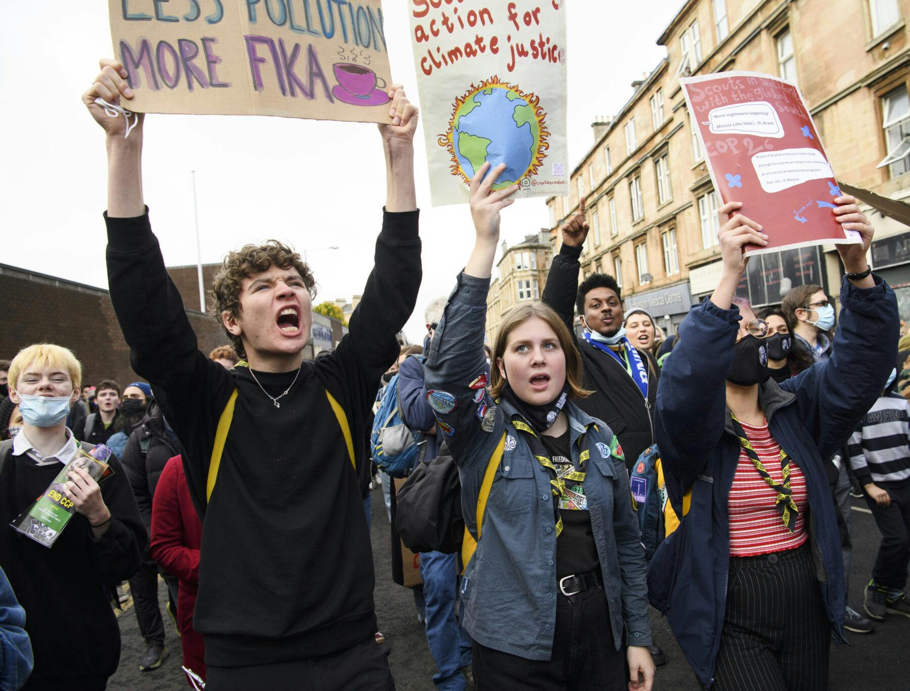 Scouter demonsterar för klimatet vid COP26 2021